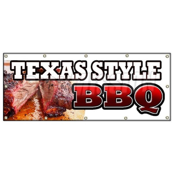 TEXAS STYLEBBQ BANNER SIGN beef brisket ribs pork bar b que open